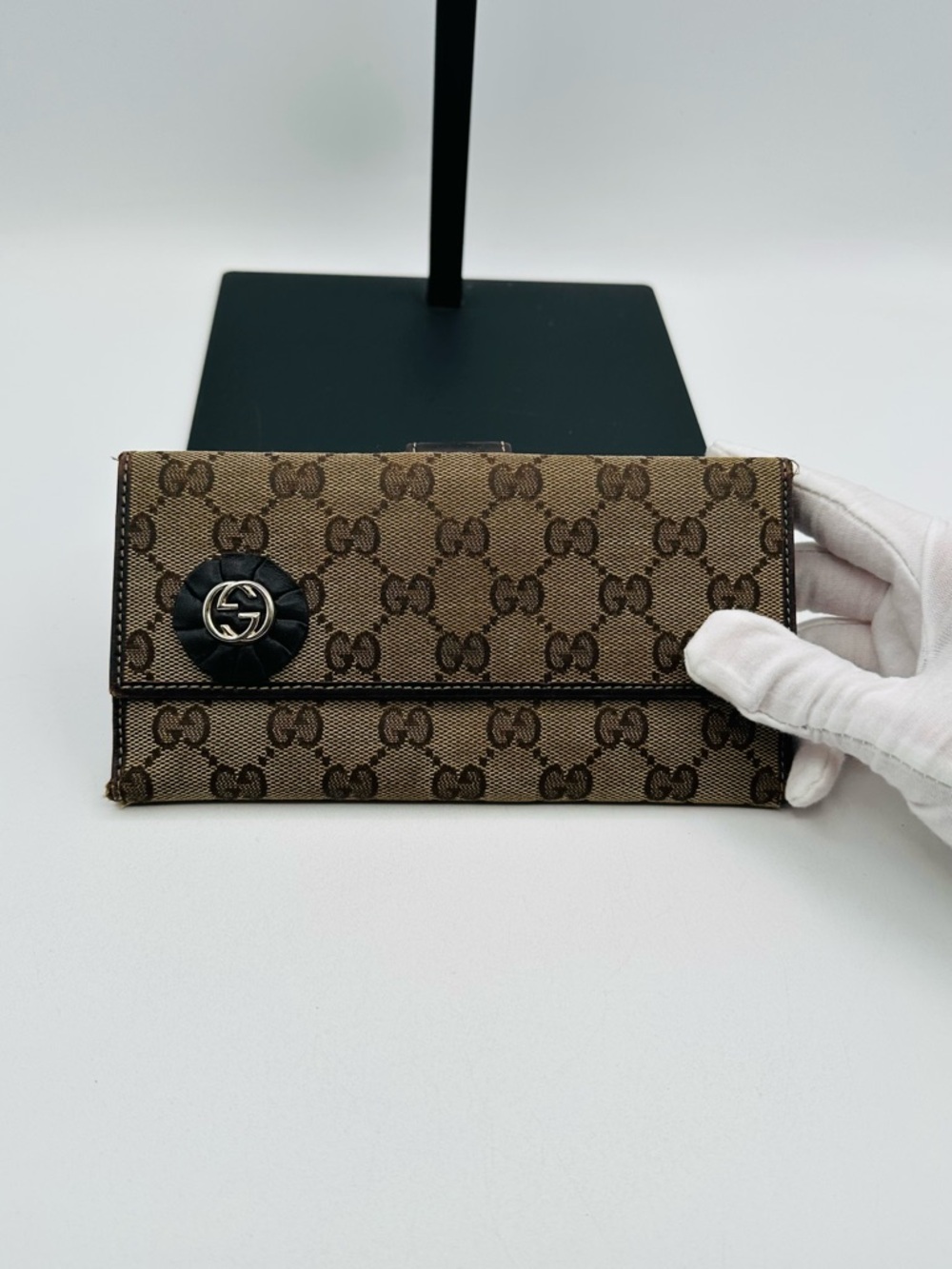 Gucci Long Monogram Flap Wallet